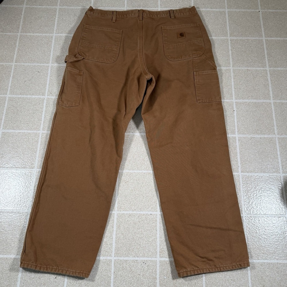 VTG Carhartt Brown Flannel Lined Carpenter Pants B111 BRN Mens 38x32 USA
